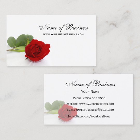 Elegant Red Rose Professional Red and White Floral Business Card