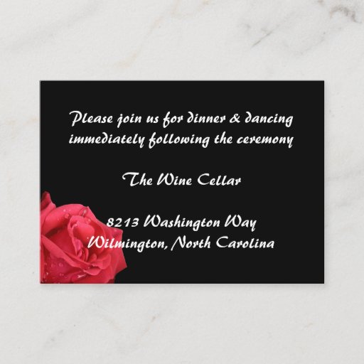 Customizable Elegant Red Rose Reception Insert Cards Business Card Template