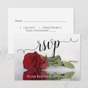 Elegant Red Rose Reflections Wedding RSVP Card