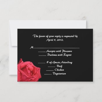 Elegant Red Rose Reply Cards With Menu Options by TwoBecomeOne at Zazzle