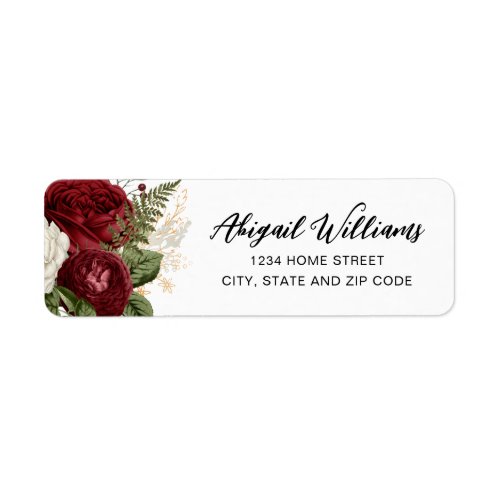 Elegant Red Rose Return Address Label