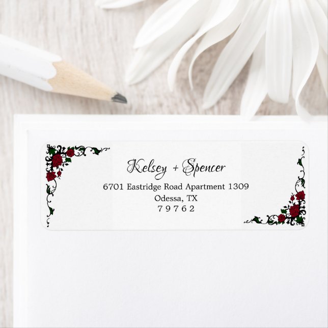 Elegant Red Rose Return Address Labels (Insitu)
