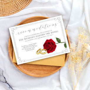 Elegant Red Rose Rings Wedding Accommodations Card