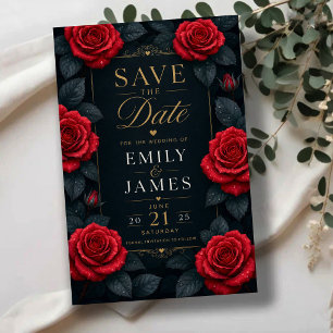 Elegant Red Rose Save The Date