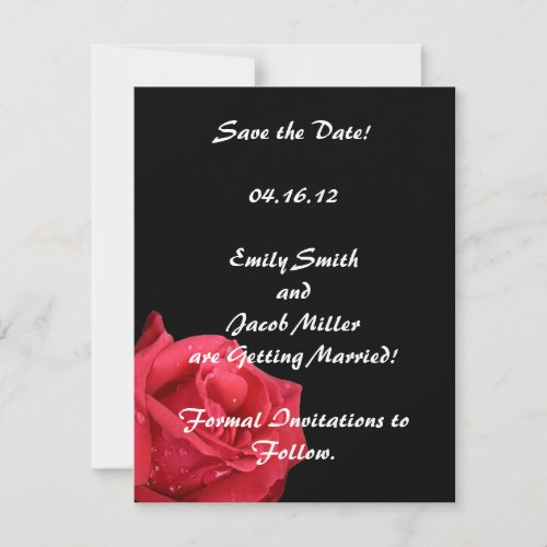 Elegant Red Rose Save the Date Cards Custom Invite