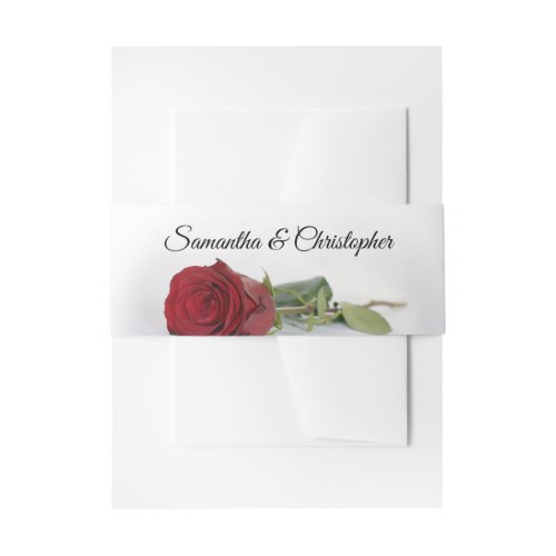 Elegant Red Rose Simple Glam Wedding Invitation Belly Band