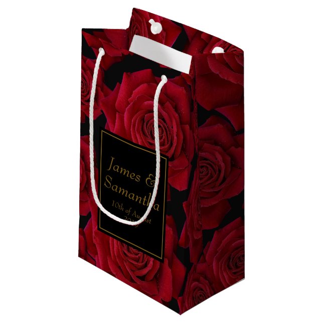 Elegant Red Rose - Small Gift Bag (Front Angled)
