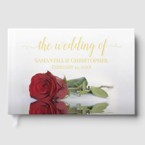 Elegant Red Rose Small Wedding Foil Guest Book