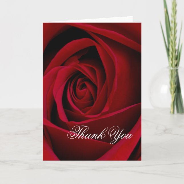 Elegant Red Rose Thank You Card (Front)