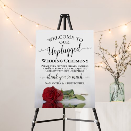 Elegant Red Rose Unplugged Wedding Ceremony Foam Board