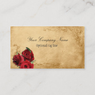 Elegant Red Rose Vintage Antique Business Card