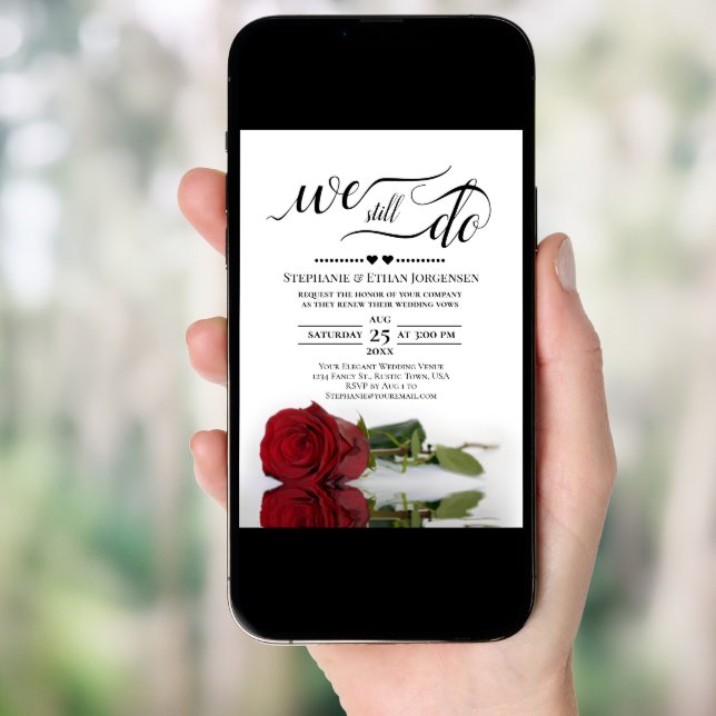 Elegant Red Rose We Still Do Wedding Vow Renewal Invitation (Front Digital)