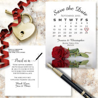Elegant Red Rose Wedding Calendar Save the Date