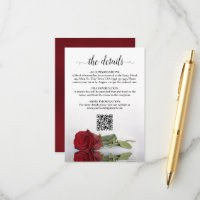 Elegant Red Rose Wedding Details QR Code