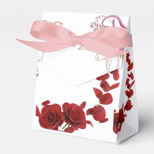 Elegant Red Rose Wedding Favor Box (Front Side)