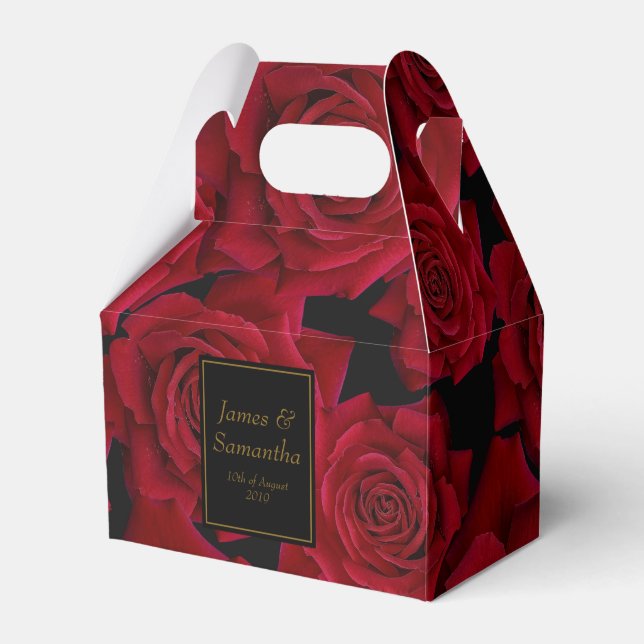 Elegant Red Rose - Wedding Favor Boxes (Front Side)