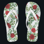 Elegant Red Rose Wedding Flip Flops<br><div class="desc">Beautiful elegant red peony & rose floral wedding invitations and decor with abundant greenery.  Perfect for a floral theme wedding in the Spring or Summer.  Customize the color and text to make this wedding invite your own!</div>