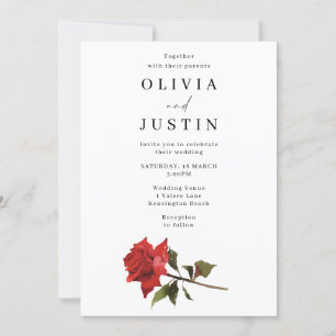 Elegant Red Rose Wedding Invitation
