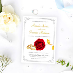 Elegant Red Rose Wedding Invitation