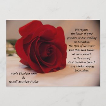 Elegant Red Rose Wedding Invitation by ChristyWyoming at Zazzle