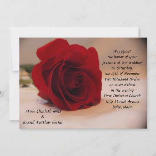 Elegant Red Rose Wedding Custom Invitations