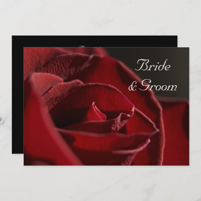 Elegant Red Rose Wedding Invitation (Front/Back)