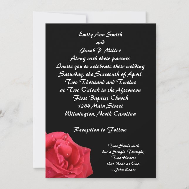 Elegant Red Rose Wedding Invitations (Front)