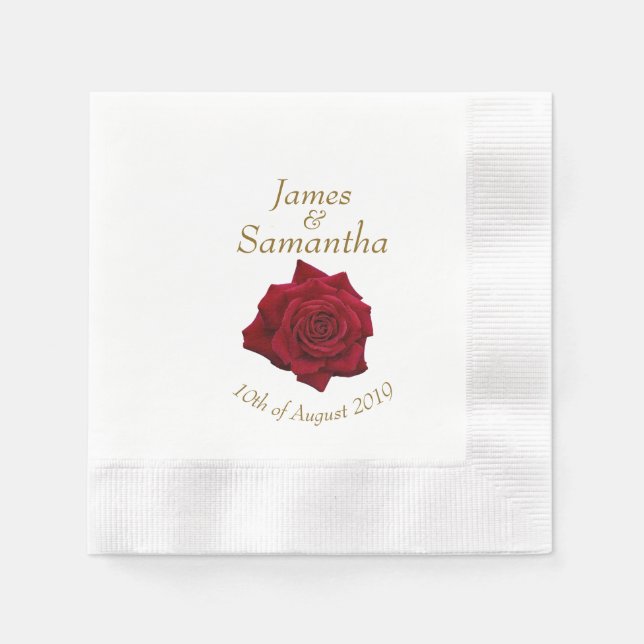 Elegant Red Rose - Wedding Napkins (Front)
