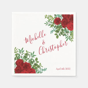 Elegant Red Rose Wedding Napkins