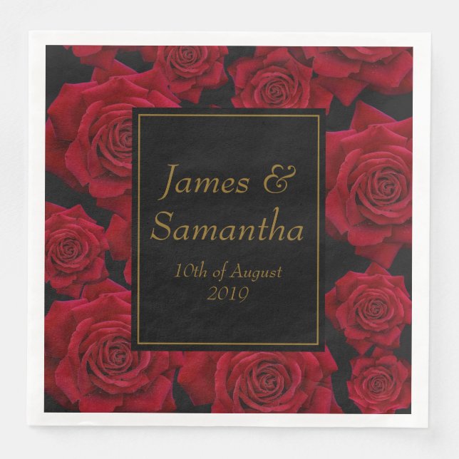 Elegant Red Rose - Wedding Paper Dinner Napkins (Front)