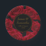 Elegant Red Rose - Wedding Paper Plates<br><div class="desc">The Elegant Red Rose Wedding Collection – Containing all you need to make your special day bright, elegant and memorable. A selection of stylish, elegant design elements including gold text and classic black text boxes finished with a elegant, vivid red rose background. All text is customizable - simply add names,...</div>