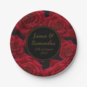 Elegant Red Rose - Wedding Paper Plates