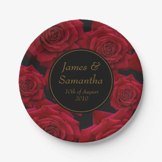 Elegant Red Rose - Wedding Paper Plates