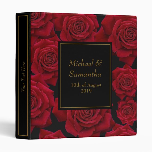 Elegant Red Rose - Wedding Planner 3 Ring Binder (Front/Spine)