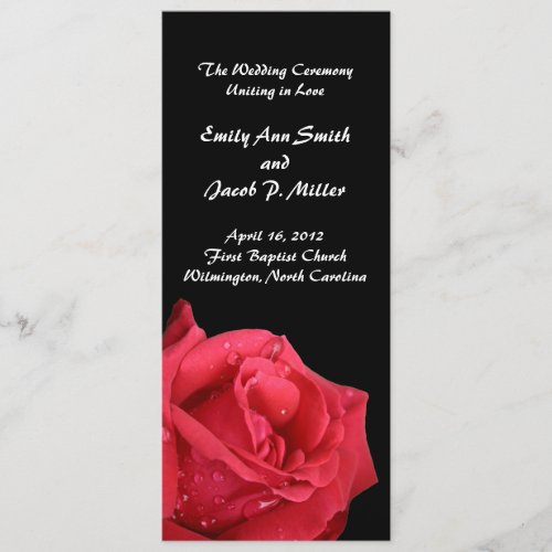 Elegant Red Rose Wedding Programs