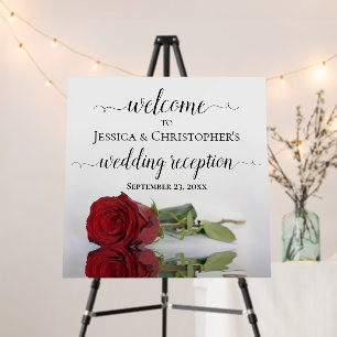 Elegant Red Rose Wedding Reception Welcome Foam Board