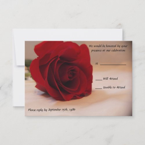 Elegant Red Rose Wedding RSVP Cards