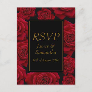 Elegant Red Rose - Wedding RSVP Invitation Postcard