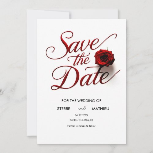 Elegant Red Rose Wedding  Save The Date