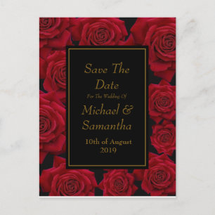 Elegant Red Rose - Wedding Save The Date Announcement Postcard