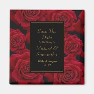 Elegant Red Rose - Wedding Save The Date Magnet