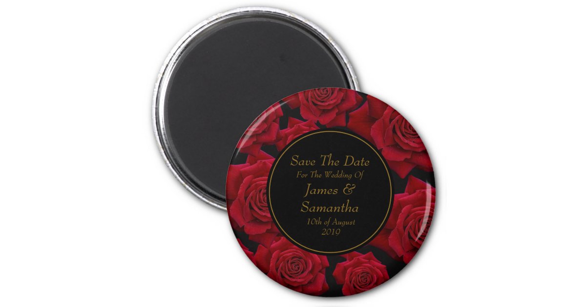 Save the Date Magnets Personalised Misty Red Rose Wedding Magnets & Envelopes