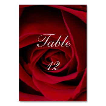 Elegant Red Rose Wedding Table Cards by lsarmentoart at Zazzle