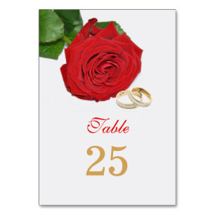 Elegant Red Rose Wedding Table Cards