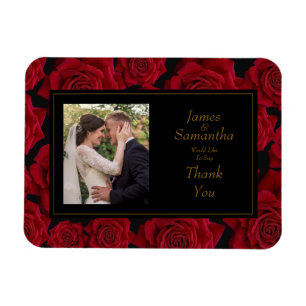 Elegant Red Rose - Wedding Thank You Magnet