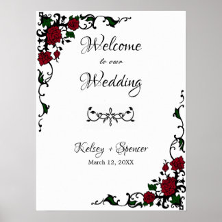 Elegant Red Rose Welcome Sign