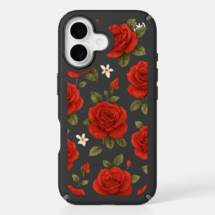 Elegant Red Rose & White Jasmine Watercolor Floral iPhone 16 Case
