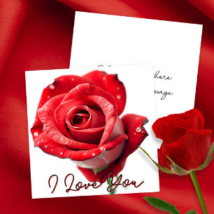 Elegant Red Rose with "I Love You" Script Card