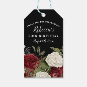 Elegant Red Roses 50th Birthday Party Gift Tags