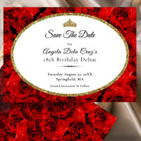 Elegant Red Roses and Gold 18th Birthday Debut